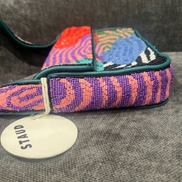 Staud Tommy Beaded Shoulder Bag Acid Swirl - Picture 8 of 14